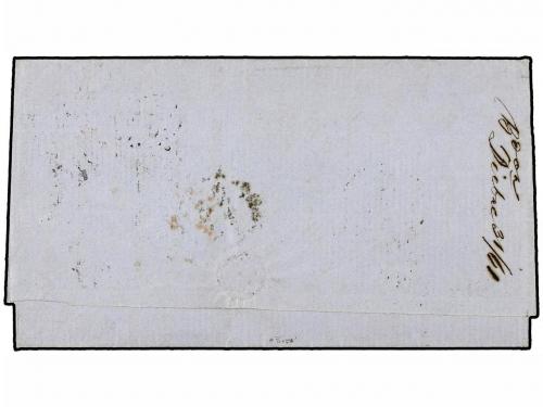 ✉ FRANCIA. 1861. PARIS a AREQUIPA. 80 cts. rosa (3) tarifa d