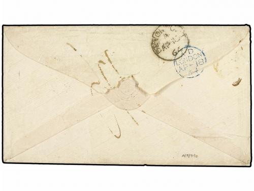 ✉ BRASIL. 1864. RÍO a INGLATERRA. Fechador octogonal marítim