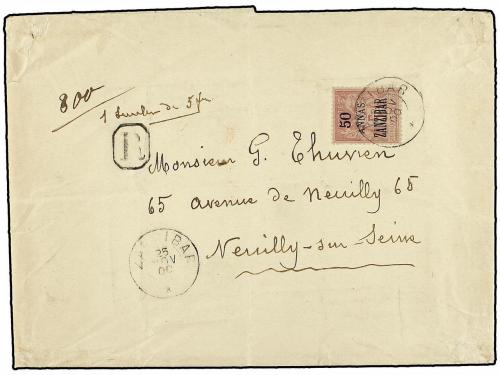 ✉ ZANZIBAR. Ce. 31. 1900 (Nov 25). Registered cover commerci