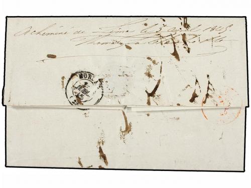 ✉ PERU. 1843. AREQUIPA a MORLAIX. Encaminada hasta Panama po