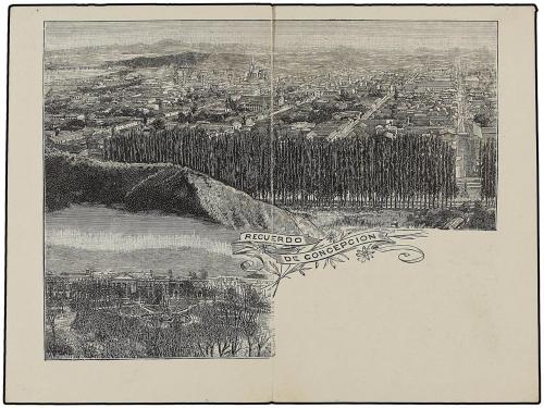 ✉ CHILE. 1897. Tarjeta Postal doble "RECUERDO DE CONCEPCIÓN 