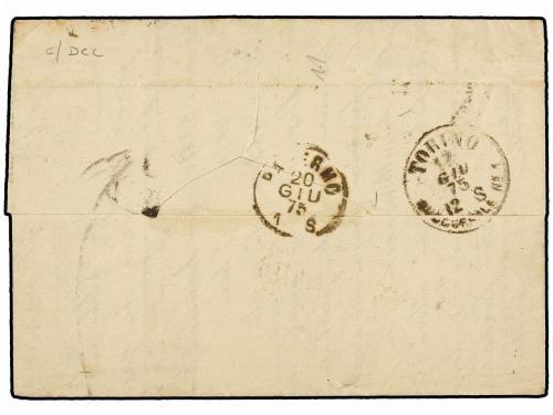 ✉ BRASIL. Sc. 58. 1875. RIO DE JANEIRO a PALERMO. 100 reis v