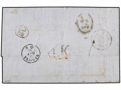 ✉ LEVANTE: CORREO FRANCES. 1865. VARNA a MILÁN. 5 cts. verde