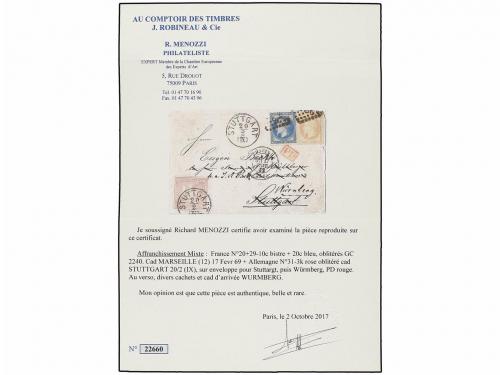 ¿ ALEMANIA ANTIGUOS ESTADOS: WURTEMBERG. 1869. MARSEILLE to