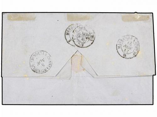 ✉ LEVANTE: CORREO FRANCES. 1857. TREBIZONDE a LYON. 10 cts. 