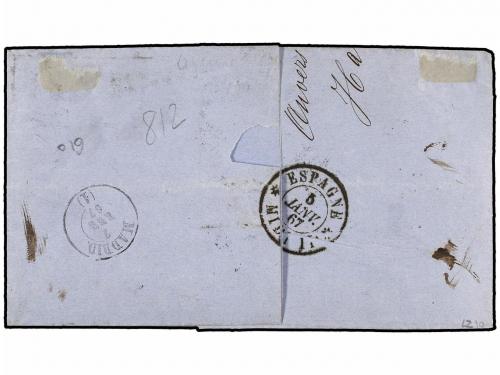 ✉ BELGICA. Yv. 18, 20. 1867. ANVERS a MADRID (España). 20 ct