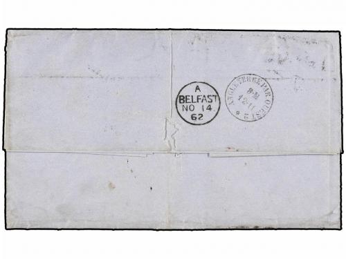 ✉ BELGICA. 1862. Cover from ANTWERP to BELFAST, Campbell cor