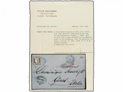 ✉ LEVANTE: CORREO FRANCES. 1876. GALLIPOLI (Turkey) to GENOV