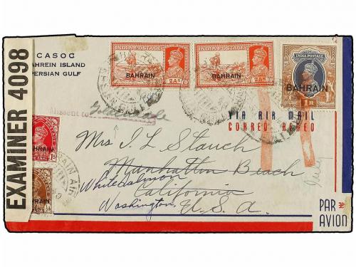 ✉ BAHRAIN. 1940. BAHRAIN to USA. 1/2 a., 1 a., 2 a. (2) and 