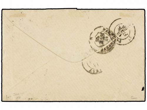 ✉ GUADALUPE. 1866. BASSE-TERRE a FRANCIA. 5 cts. verde (2) y