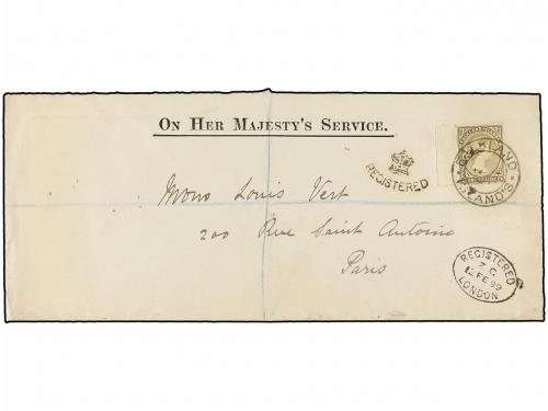 ✉ FALKLAND. 1899. FALKLAND to PARÍS. Large oficial envelope 