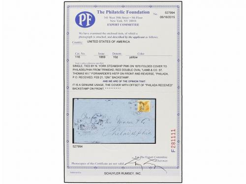 ✉ TRINIDAD. 1870 (8 Febrero). TRINIDAD to PHILADELPHIA. Fold