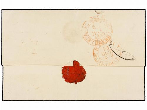 ✉ CUBA. 1844. GENEVA (Suiza) a LA HABANA. Envuelta circulada