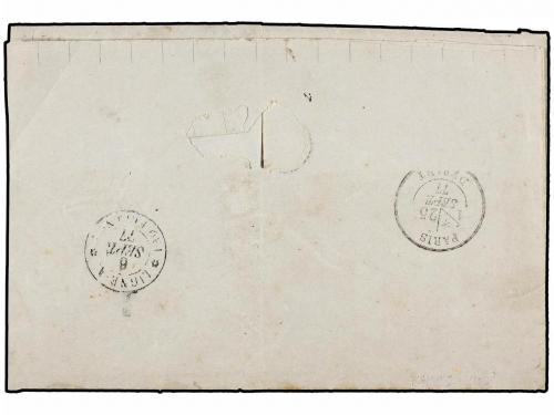 ✉ VENEZUELA. 1877. LA GUAYRA a FRANCIA. Circulada con una ti