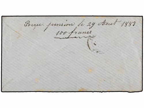 ✉ HAITI. 1883. PORT AU PRINCE a FRANCIA. 3 cts. bistre y 7 c