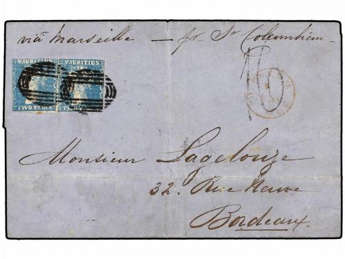 ✉ MAURICIO. Sg. 43 (2). 1860. MAURITIUS to FRANCE. Folded le