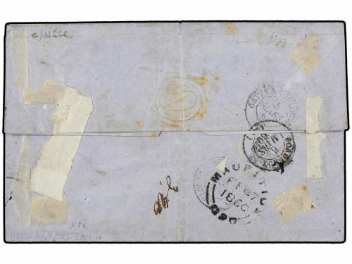 ✉ MAURICIO. Sg. 43 (2). 1860. MAURITIUS to FRANCE. Folded le