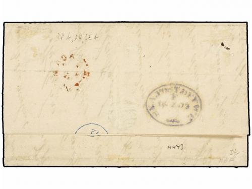 ✉ MAURICIO. Sg. 59, 62, 64. 1872. MAURITIUS to COCANADA (Fre