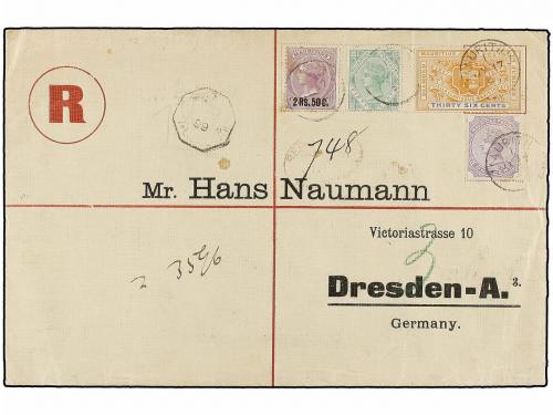 ✉ MAURICIO. 1899. MAURITIUS to GERMANY. Envelope franked wit