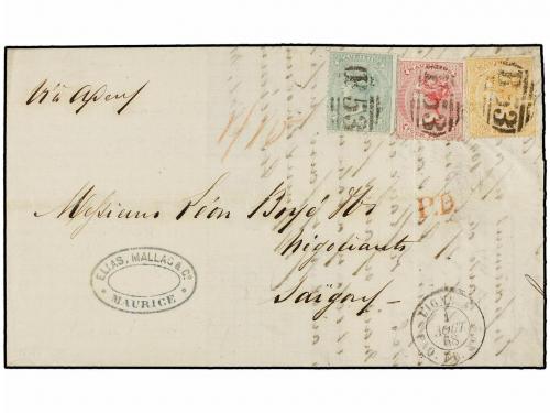 ✉ MAURICIO. 1868. MAURICE to SAIGON (Indochina). Entire lett