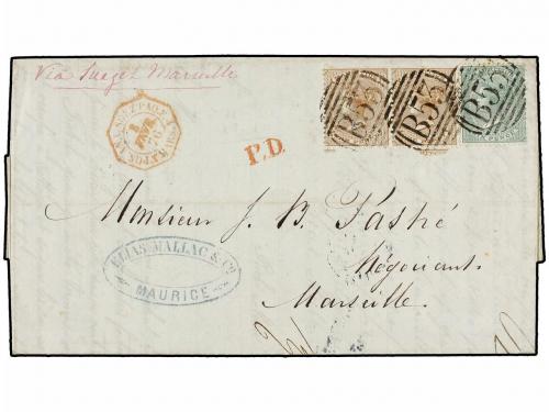 ✉ MAURICIO. 1876. MAURICE to FRANCE. Entire letter franked w