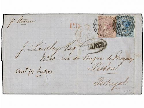 ✉ MAURICIO. 1871. MAURICE to LISBON. Folded letter franked w