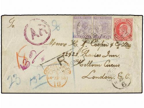✉ BIRMANIA. 1903. RANGOON to LONDON. Envelope franked with I