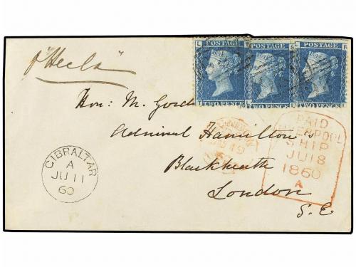 ✉ GIBRALTAR. 1860 (11 June). GIBRALTAR to LONDON. Envelope f