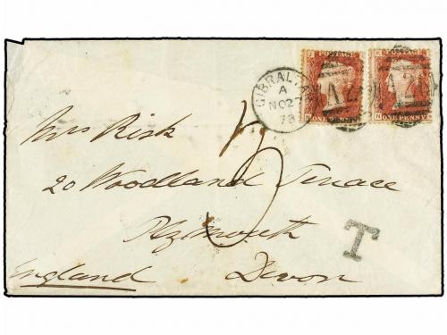 ✉ GIBRALTAR. 1878. GIBRALTAR to DEVON (England). Envelope fr