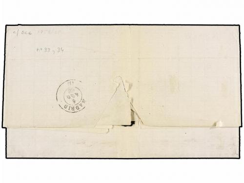 ¿ MEXICO. 1868. MÉXICO a MADRID. 1 real negro s. verde y 2 r