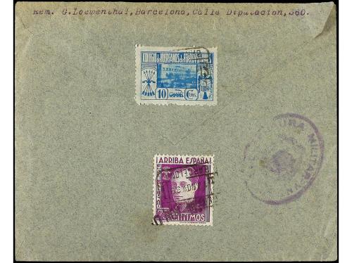 ✉ ESPAÑA. Ed. 859 (4), 870, 872. 1939. BARCELONA a BÉLGICA. 
