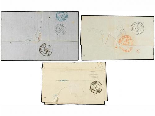 ✉ ESPAÑA: PREFILATELIA. 1855-67. Tres cartas circuladas de G