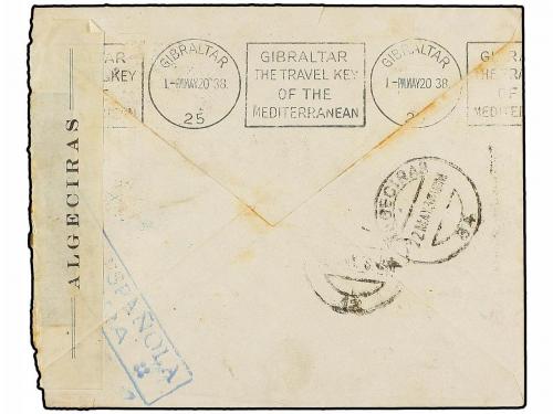 ¿ ESPAÑA GUERRA CIVIL. 1938. BARCELONA a GIBRALTAR. 50 cts.