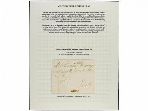 ✉ HONDURAS. 1815-1865. CORREO MILITAR. Colección montada en 