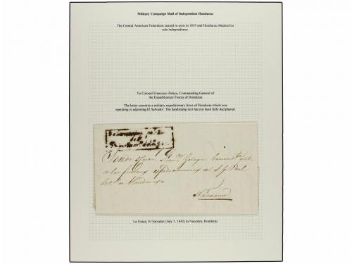 ✉ HONDURAS. 1815-1865. CORREO MILITAR. Colección montada en 