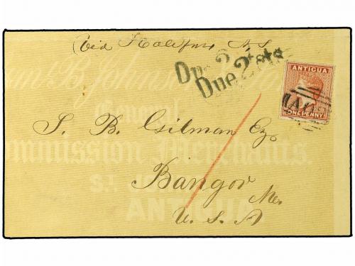 ✉ ANTIGUA. 1871 (April 27). Illustrated cover (return addres