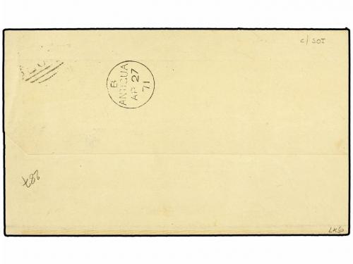 ✉ ANTIGUA. 1871 (April 27). Illustrated cover (return addres