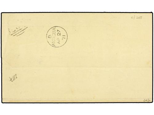 ✉ ANTIGUA. 1871 (April 27). Illustrated cover (return addres