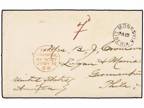 ✉ LIBERIA. 1879 (26 Apr.). Envelope, with full contents head