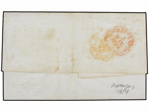✉ CUBA. 1854 (21 Marzo). MATANZAS (Cuba) a SANTANDER. Marca 
