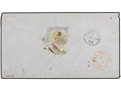 ✉ HONG KONG. 1863. Cover with manuscript endorsement on fron