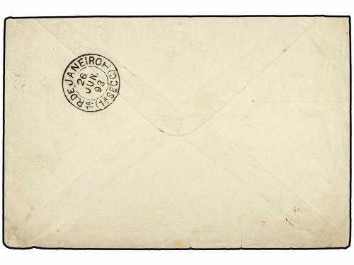✉ BRASIL. 1893. ITABAPOANA a RÍO DE JANEIRO. 50 reis verde y