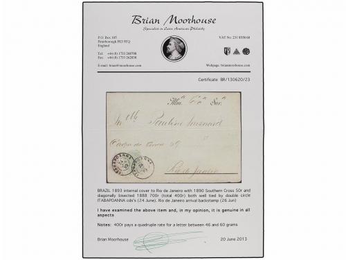 ✉ BRASIL. 1893. ITABAPOANA a RÍO DE JANEIRO. 50 reis verde y