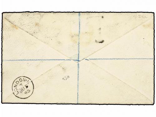 ✉ NIGERIA. 1893. OLD CALABAR to LONDON. 1sh. green ovpr. BRI