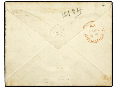 ✉ SAN KITTS-NEVIS. 1889. Envelope to LONDON franked by 4 p. 