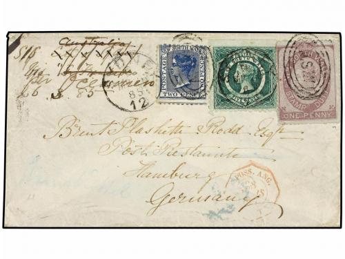 ✉ AUSTRALIA. 1871. 5 P. deep green, perf. 10, 2 P. blue and 