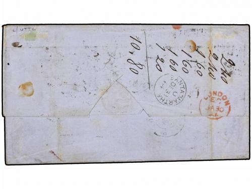 ✉ COLOMBIA. Sc. 31. 1864. BOGOTÁ a PARÍS. 10 cent. azul, mat