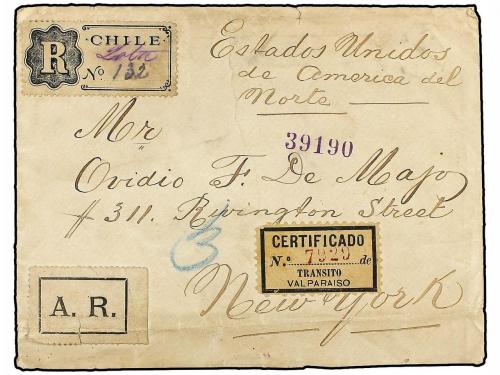 ¿ CHILE. 1897. LOTA a NEW YORK. 5 ctvos. azul, bloque de nue