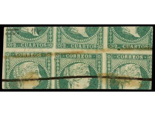 (*) ESPAÑA. Ed. 47. 2 cuartos verde, tira de tres. IMPRESIÓN