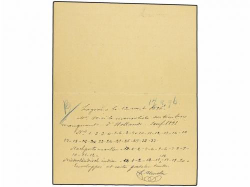 ✉ ESPAÑA ENTEROS POSTALES. Ed. 33. 1896. LOGROÑO a HOLANDA. 